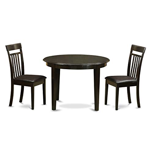 East West Furniture BOCA5-CAP-LC Boston 5 Piece Room Set Includes a Round Wooden Table and 4 Faux Leather Kitchen Dining Chairs, Cappuccino