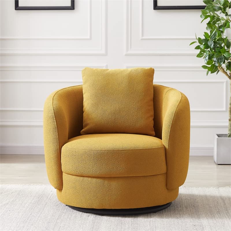 Perto Mid Century Modern Boucle Fabric Accent Armchair (Dark Yellow)
