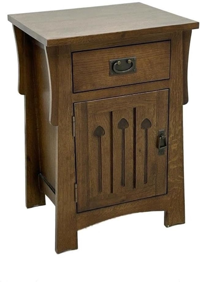 Mission Style Solid Quarter Sawn Oak Keyhole Nightstand - Walnut
