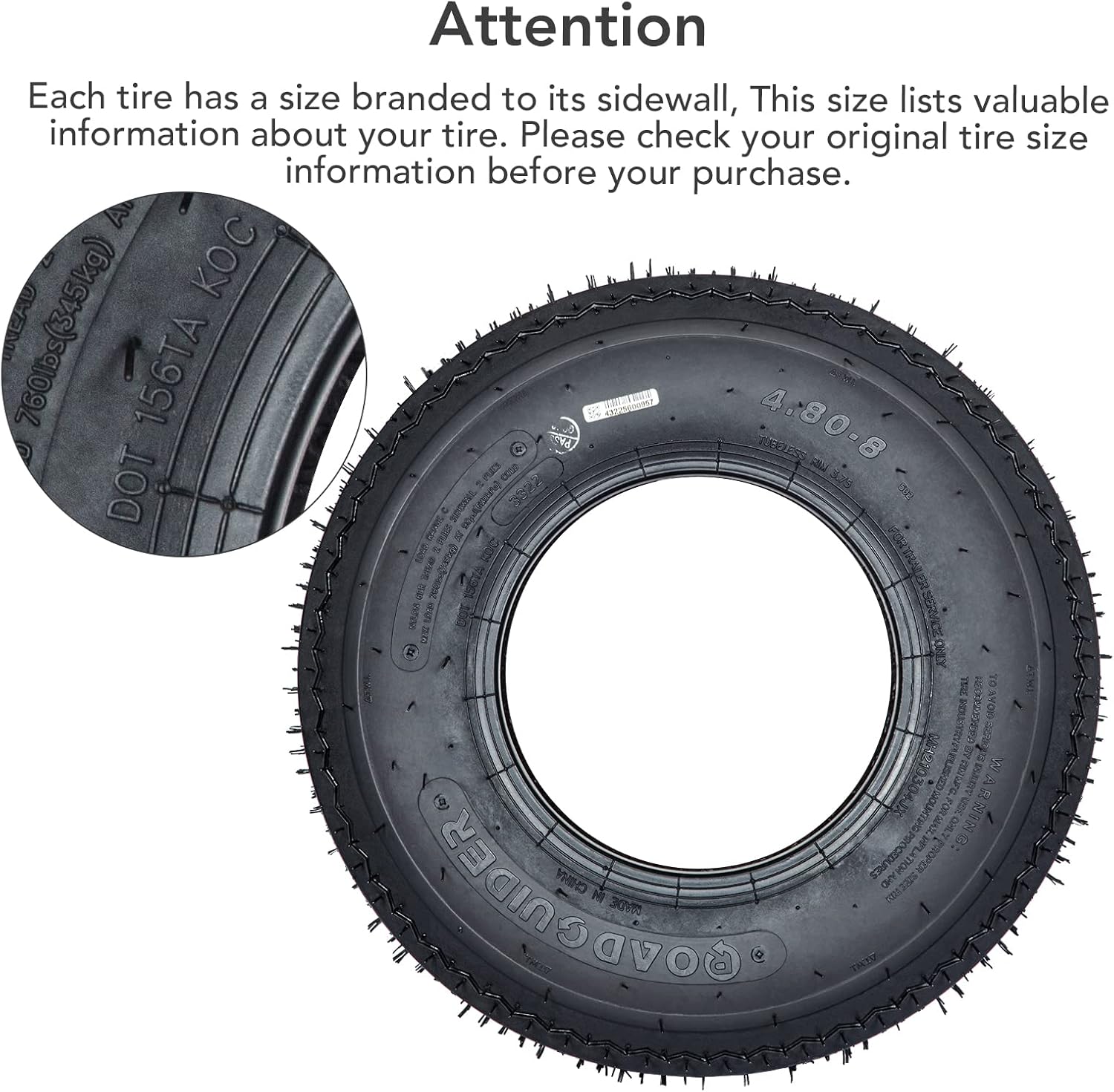 4.8-12 4.8x12 480-12 4.80-12 Trailer Tires, Load Range C, 6PR
