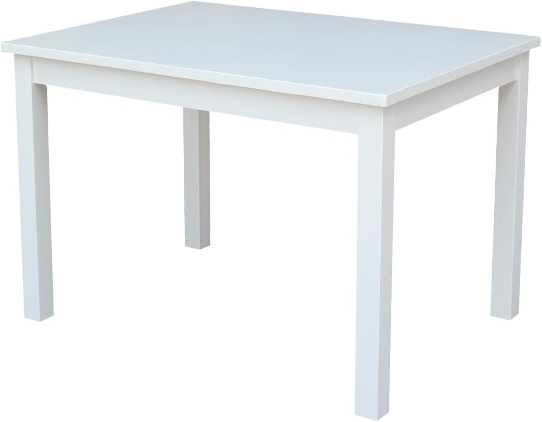 IC International Concepts 5-Piece Juvenile Dining Set - Table with 4 Mission Chairs, Durable Solid Wood Construction, Perfect for Children's Room and Play Areas - Linen White Finish
