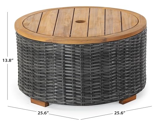 SAFAVIEH Couture Collection Anguilla Natural Brown Faux Wicker Indoor/Outdoor Storage Coffee Table (Fully Assembled)