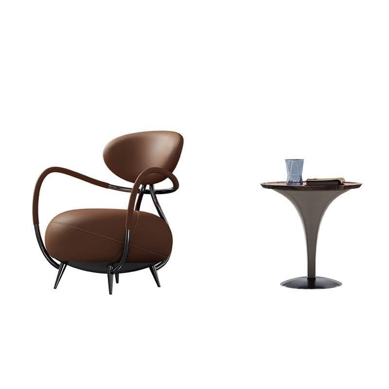 Luxury Tiger Chair: Italian Minimalist Leather Leisure Chair for Living Room and Villas with a table