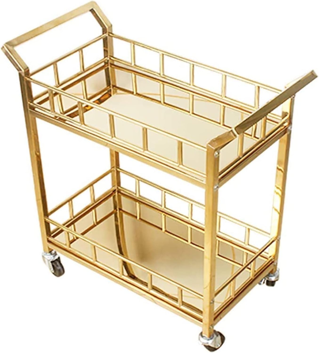 Bar Cart - Rolling Kitchen Carts for Home Hotel, Restaurant Drink Cart Food Delivery Trolley Commercial Stainless Steel Double-layer 4S Shop Tea Service Cart KTV Cart Mobile Wine Rack
