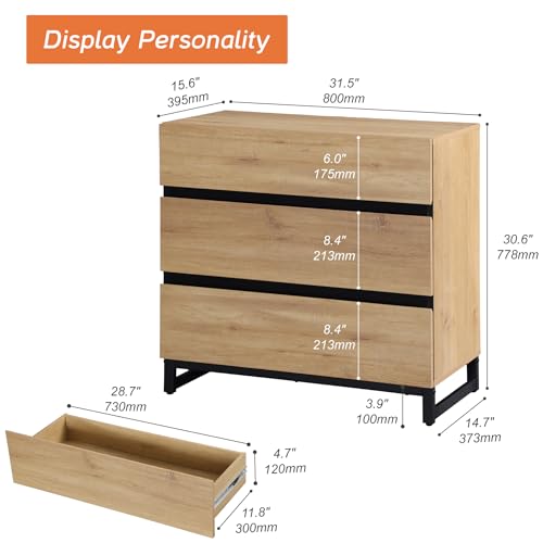 WAMPAT Modern Buffet Sideboards, Sideboard Buffet Cabinet with 3 Drawers and Metal Base, Coffee Bar Storage Cabinet for Kitchen, Buffet Cabinet for Living Room,Brown