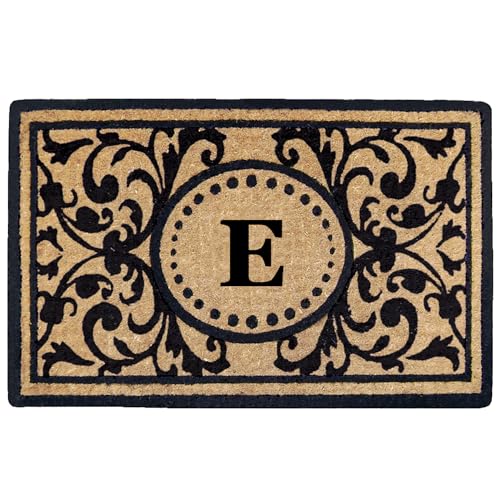 Monogrammed Door Mat Luxury Durable Coir Doormat for Outside Front Entrance with Decorative Heritage Design Non Slip Mat Available in 3 Sizes (30