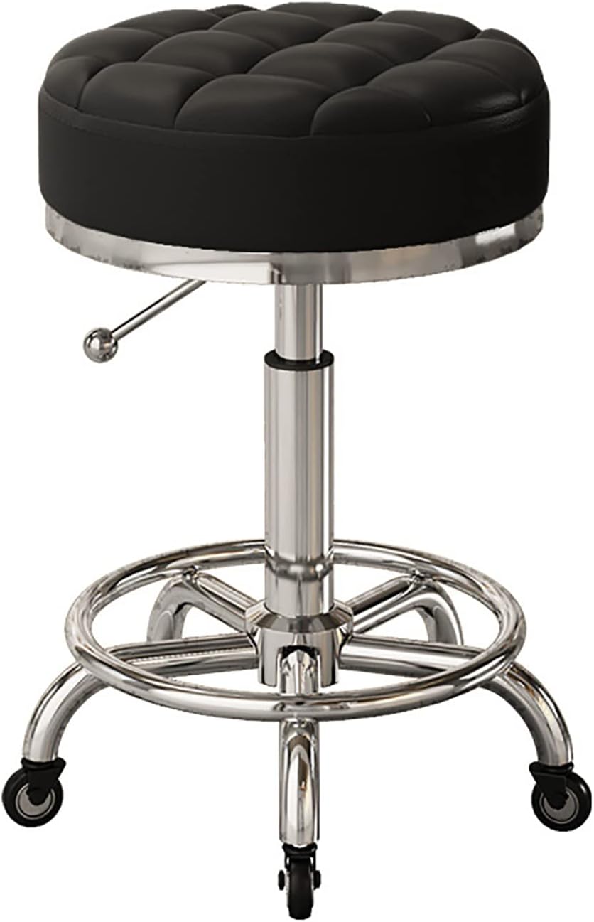 Adjustable Salon Stool with Roller Style Wheels Hydraulic Swivel Rolling Stool Large Seat Heavy Duty for Salon Office Home Use