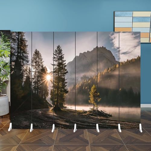 Folding Room Divider Wall Privacy Screen Campsite orange tent northern Minnesota lake sunrise autumn Portable Partition Room Separator Panel for Home Office Bedroom 8 Panel