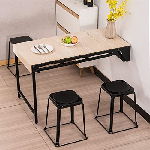 Wall-mounted desk multi-functional folding laptop desk writing workstation with storage family space-saving variable table and chair hanging wall net red home bookshelf table hanging wall ( Color : Ma