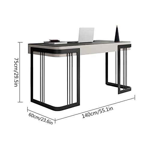 Computer Desk Modern Light Luxury Study Room 1.1m 1.2m 1.4m 1.6m Rock Board Desk Minimalist Desk with Drawer for Home Office,Large Monitor Stand Workstation Laptop Desk (1.4 Meters)