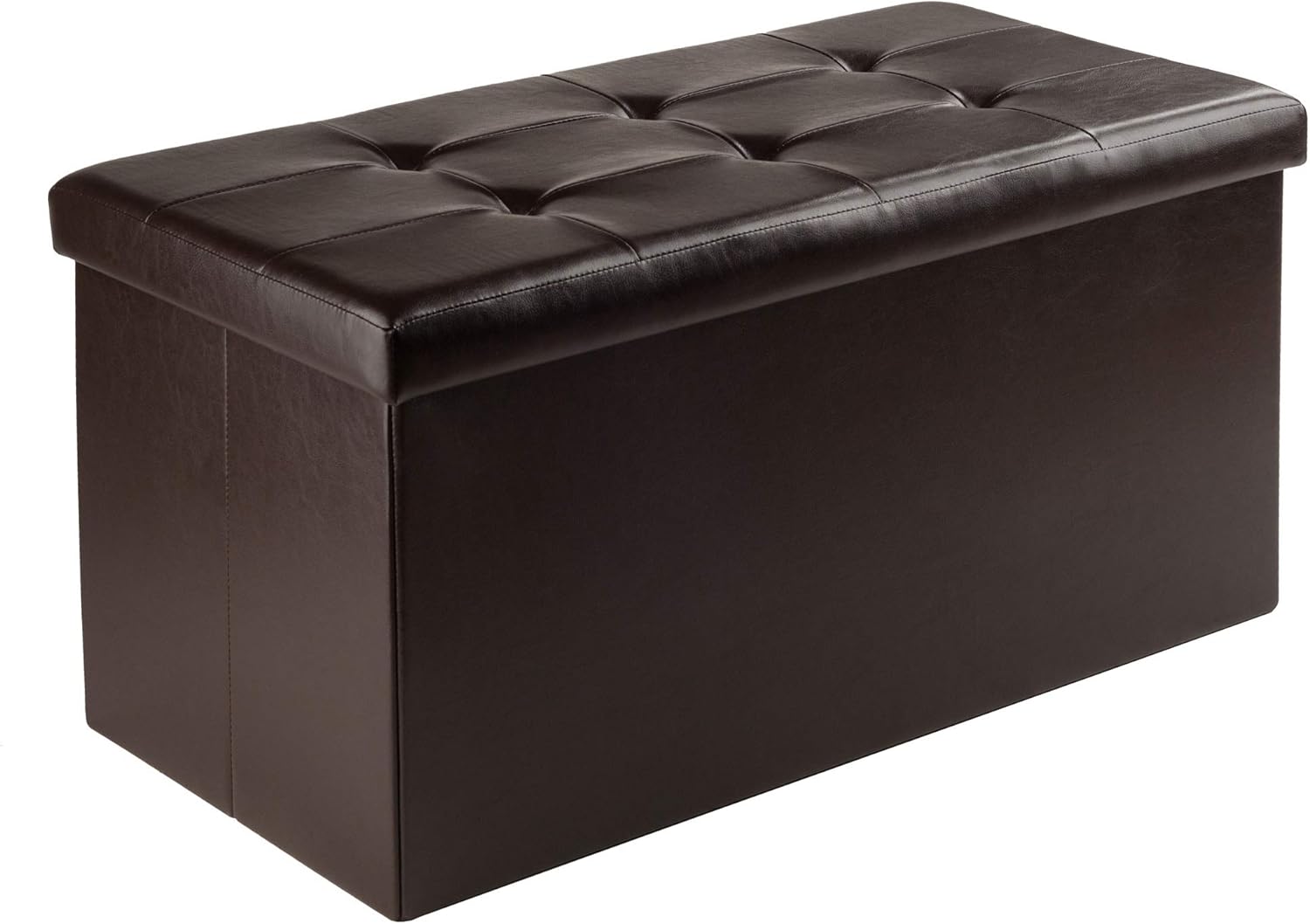 Winsome Ashford Wide Storage Ottoman, Chocolate Faux Leather (92627)