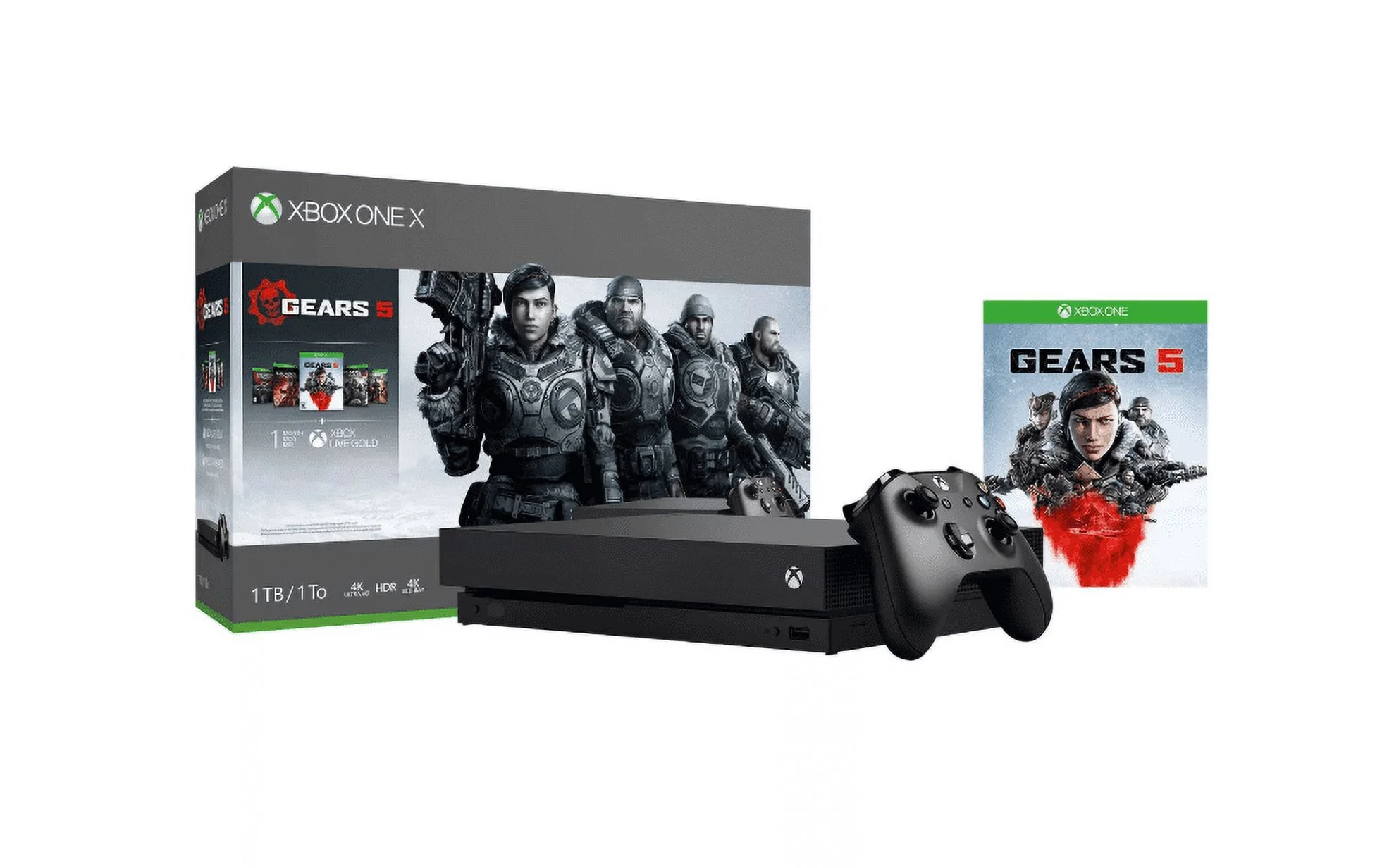Restored Microsoft Xbox One X 1TB Gears 5 Bundle, Black, CYV-00321 (Refurbished)