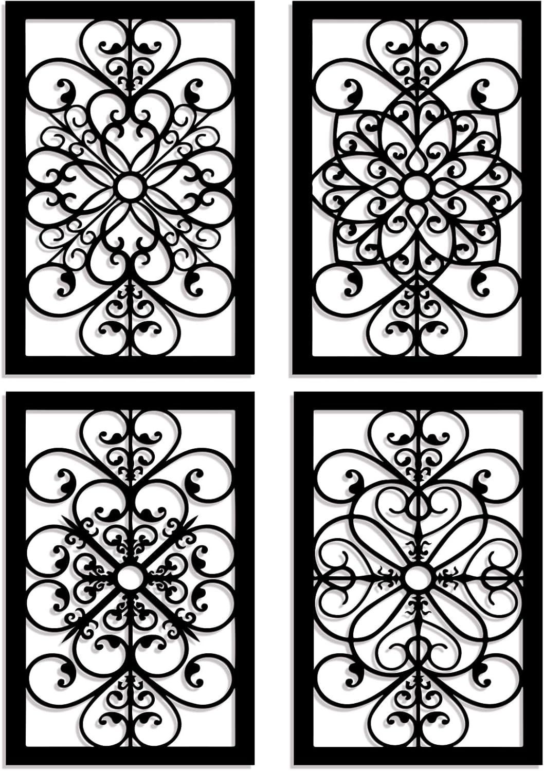 VGICH 4 Pcs Thicken Rustic Wall Decor Farmhouse Wall Art Metal Hollow Carved Design Decor Rustic Round Wall Art for Living Room Bedroom Hallway Decor Kitchen