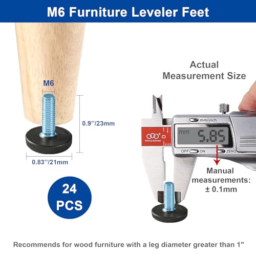 WAFJAMF 24 PCS M8 Thread Adjustable Furniture Levelers Screw in Threaded, Steel Screw Feet Leveling Legs Screw On w/T-Nuts Glide for Table, Chair, Furniture Leg (M8 Thread)…