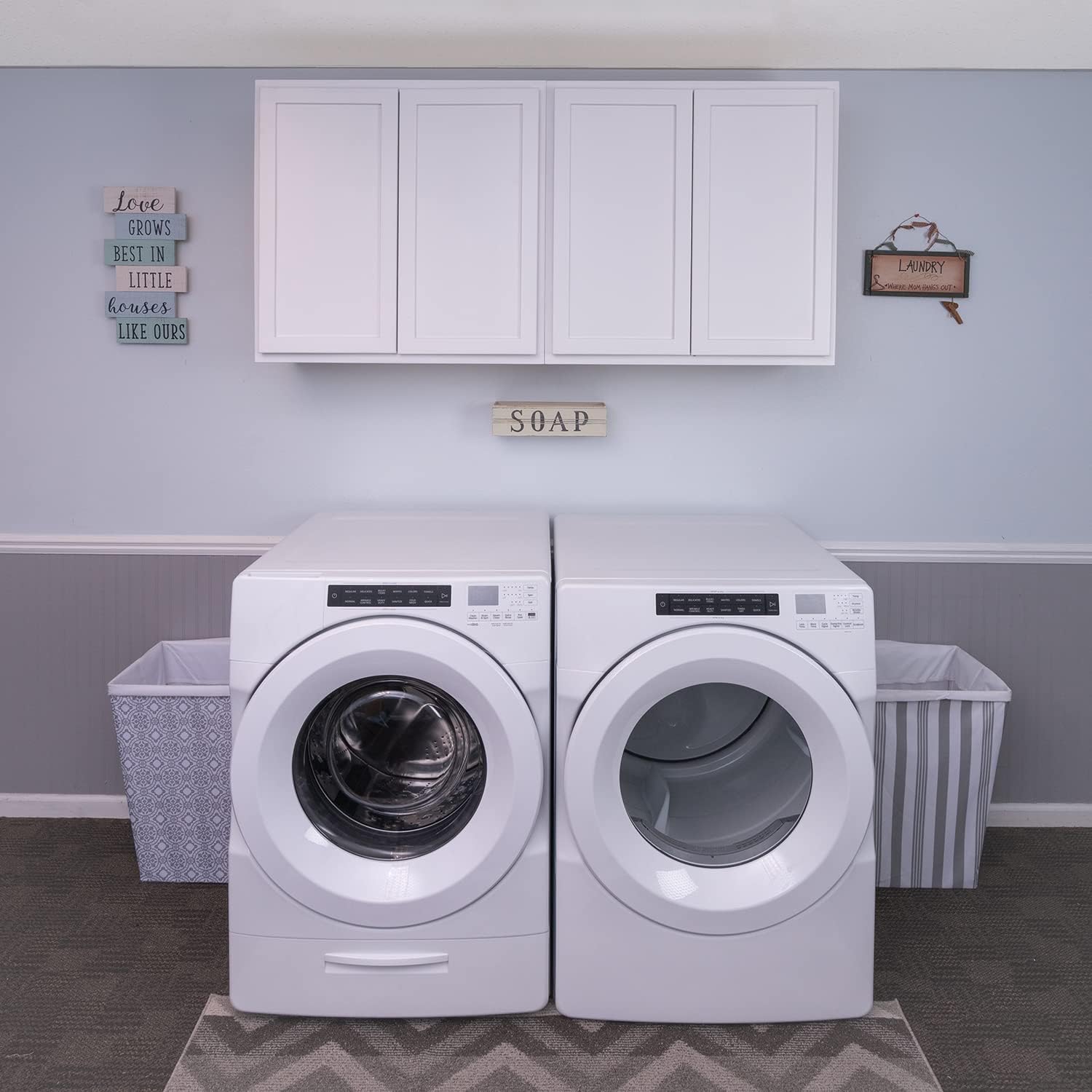 RTA (Ready-to-Assemble) Cabinets | Pure White Starter Laundry Room Kit | 72inch Wide | 2 x 36 W x 30inch H x 12inch D | Storage Cabinets | Shaker Cabinets, 12inchD x 72inchW x 30inchH