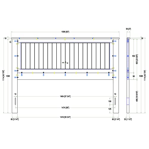 Glenwillow Home Wainscott Wood Panel Headboard in Cherry - Queen Size