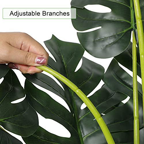 VIAGDO Artificial Monstera Deliciosa Plant 4ft Tall 15 Decorative Split Leaves Faux Swiss Cheese Fake Tropical Palm Tree for Home Office Room Store Garden Floor Decor,2pack