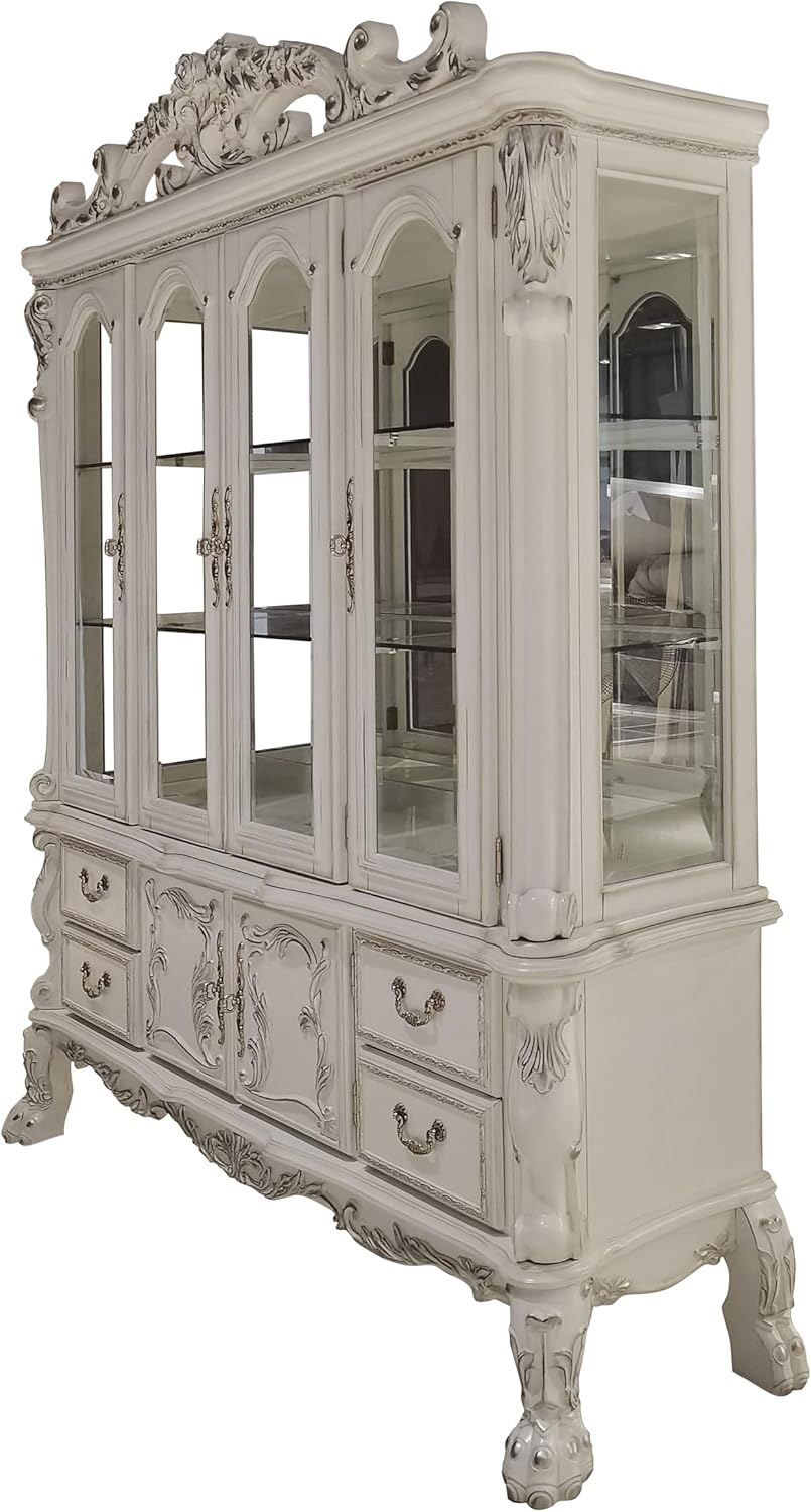 Acme Dresden 4-Drawers Wooden Frame Hutch and Buffet in Bone White