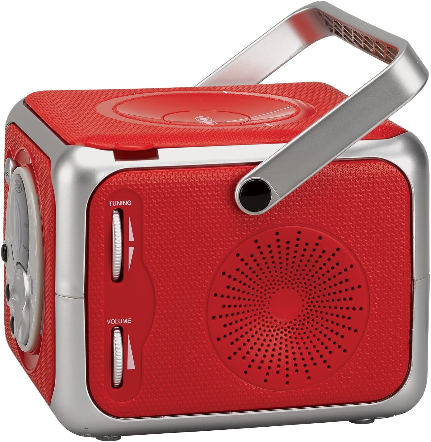 Jensen CD-555RS Red CD Bluetooth Boombox Portable Bluetooth Music System with CD Player +CD-R/RW & FM Radio with Aux-in & Headphone Jack Line-in Limited Edition- (Red)