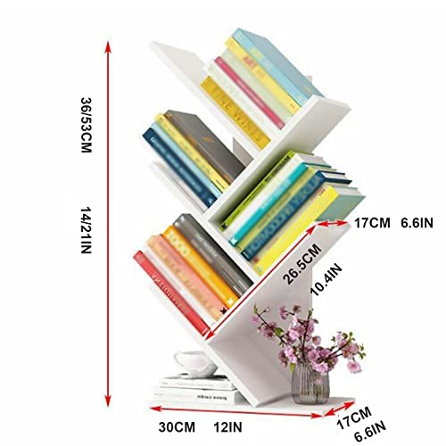 Tree shelf, Baum Bücherregal, Raumteiler Aktenregal Aufbewahrungregal Holz, Kreatives Bücherregal-Regal in Baumform, Für Wohnzimmer Home Office Bücherregale in Büro ( Color : White , Size : 3 floors )