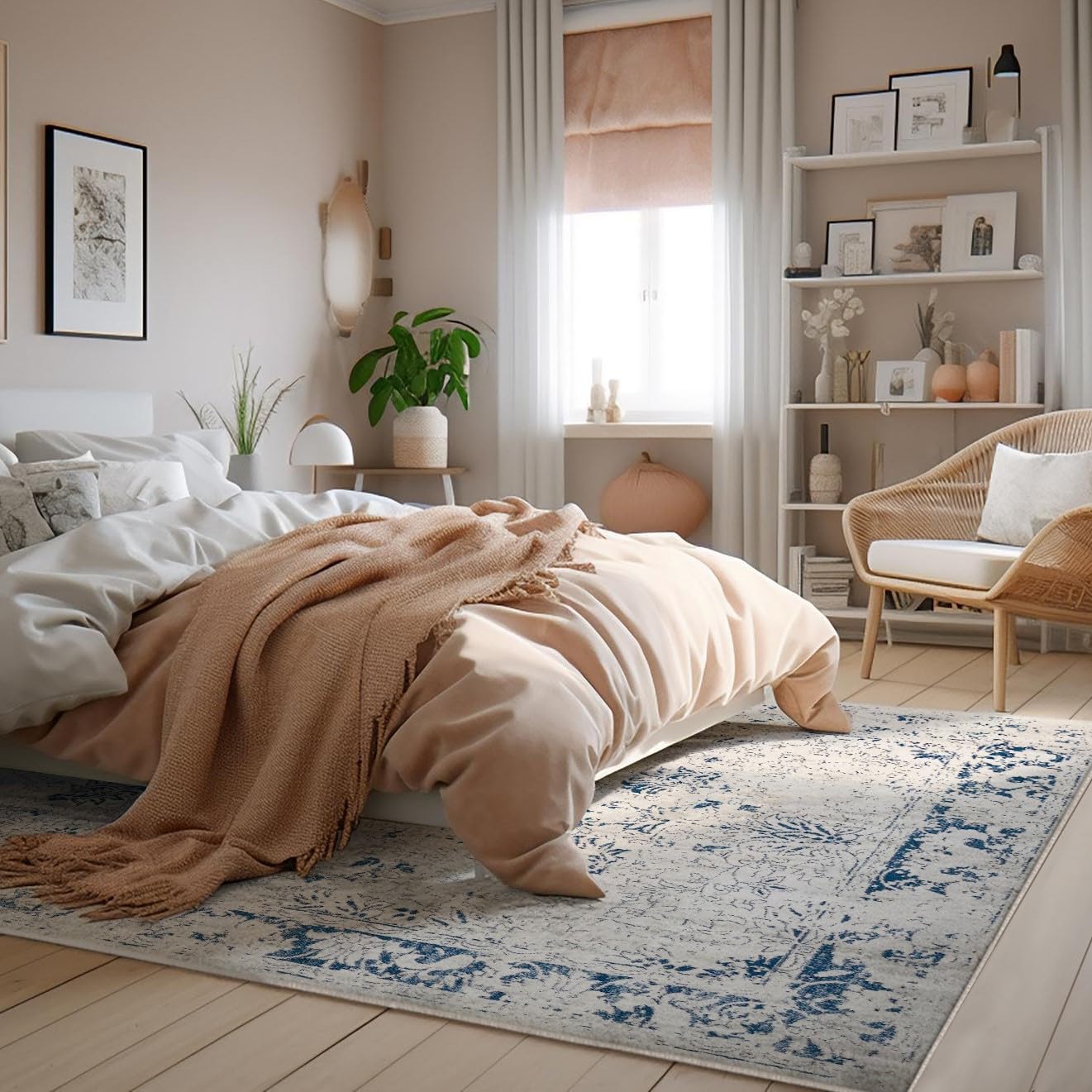 Havana Contemporary Transitional Blue Navy Indoor Area Rug for Living Room, Bedroom, Dining Room, and Kitchen - 4' x 6' (3'9