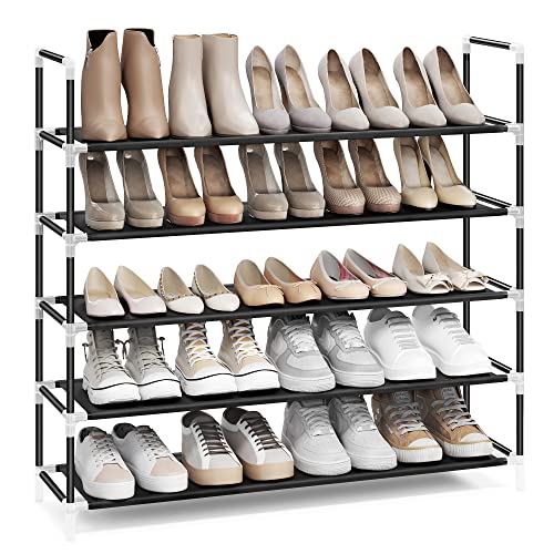 SONGMICS 10-Tier Shoe Rack, Shoe Storage for Hallway Closet, Slim and Space-Saving, Metal Frame, Non-Woven Fabric Shelves, Gray ULSR10G