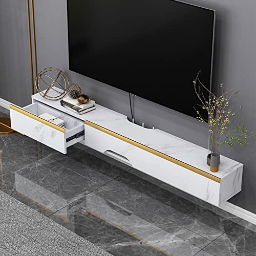 Wall Mounted Tv Unit Floating Tv Stand Component Shelf, Wall Mounted Media Console-White/Grey Set-Top Box Simple and Modern Tv Wall Shelf, 120/140Cm./B/140Cm