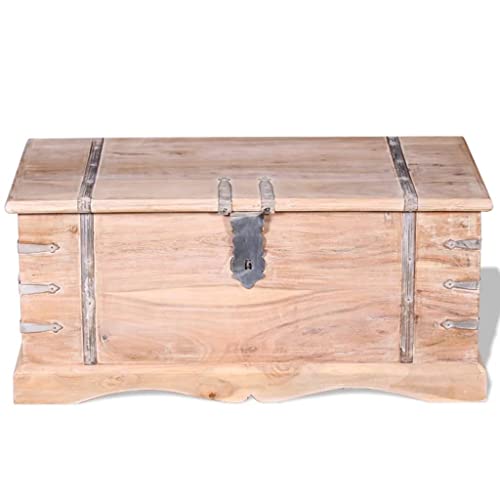 2 Piece Wooden Storage Chest Set Acacia Wood With two side handles