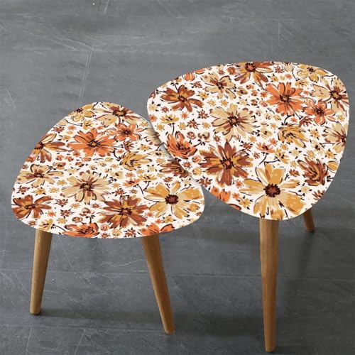Triangle Nesting Coffee Table Set of 2 Japanese seamless pattern crane birds elements Asian oriental Modern Minimalist Side Table Small End Table Leisure Tea Table Living room Bedroom Office