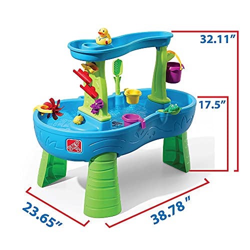 Step2 Rain Showers Splash Pond Toddler Water Table, Kids Water and Sand Activity Sensory Playset, Summer Outdoor Toys, 13 Piece Toy Accessories, For Toddles 1.5+ Years Old
