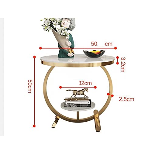 Tea Table for Living Room Two Layer Marble Coffee Table Corner Table Small Round Table Home Furniture Coffee Table End Tables (Color : 50cm-Gray)