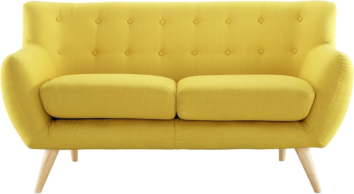 Modern Contemporary Loveseat, Yellow Fabric