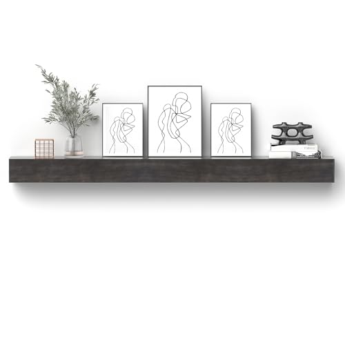 Fireplace Mantel Shelve, Solid Wood Baked Finish Wall-Mounted Floating Shelf for Over Fireplace, Handcrafted Floating Fireplace Mantels with Wooden Bracket, 48 x 8 x 6 Inches, Natural