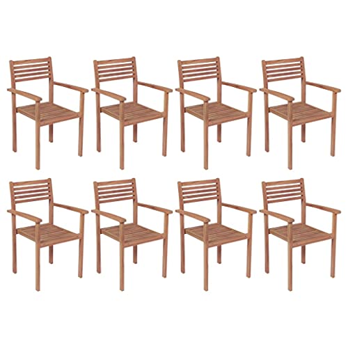 Stackable Patio Chairs 4 pcs Solid Teak Wood, Patio Dining Chairs, Bar Stools, Outdoor Seating for Outdoor Relaxation and Entertaining in Your Backyard or Poolside