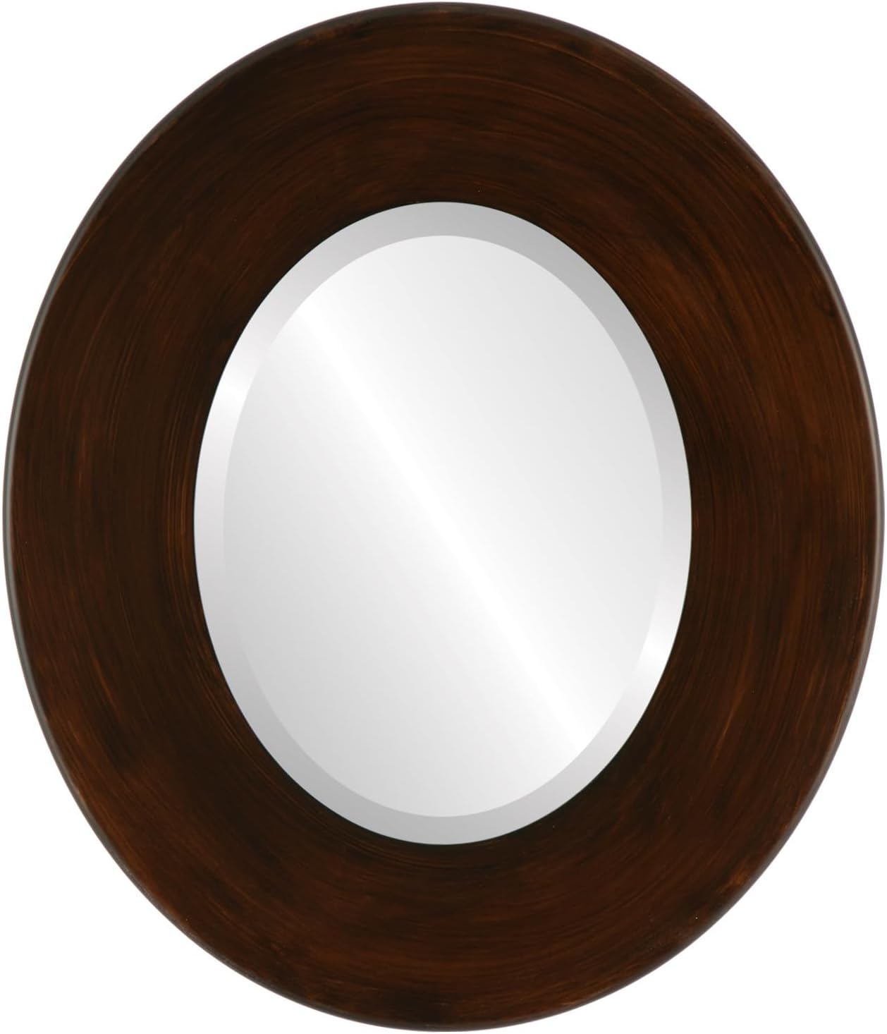 Oval Beveled Wall Mirror for Home Decor - Boulevard Style - Mocha - 38x48 Outside Dimensions