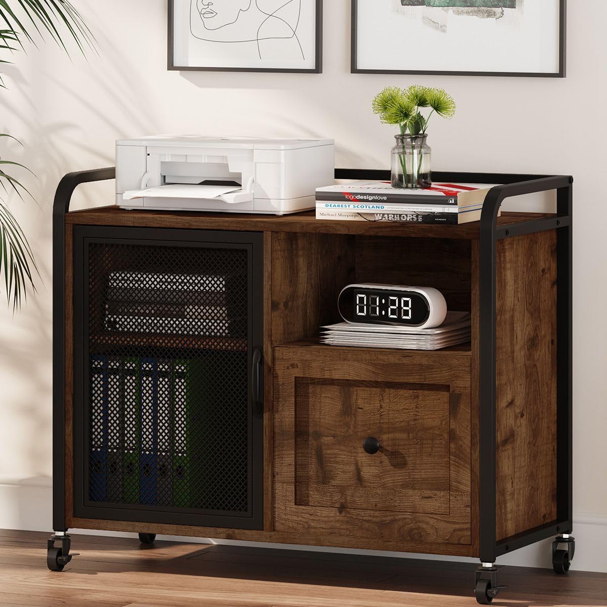 BON AUGURE 4 Tier Shelf and Filing Cabinet