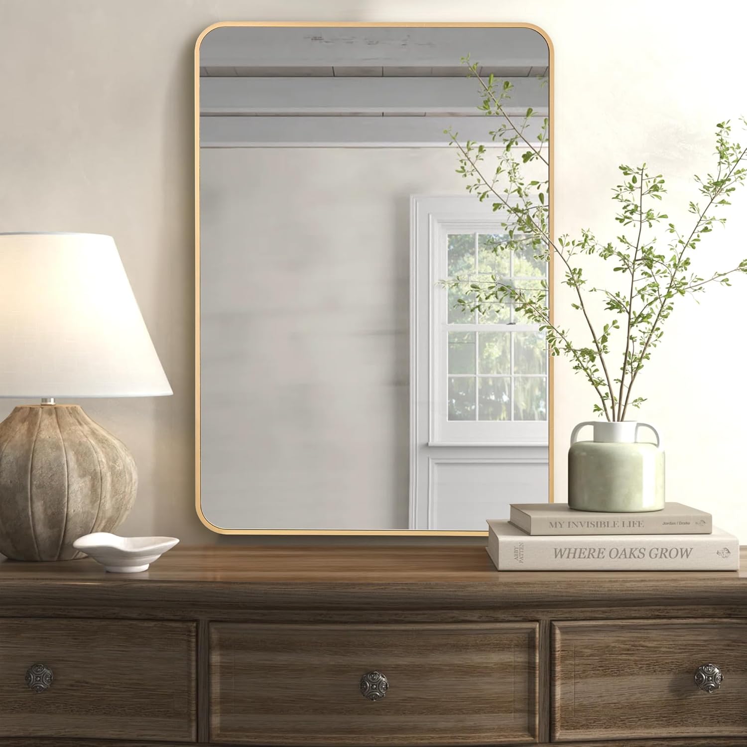 CULER Black Bathroom Wall Mirror and Gold Bathroom Rectangle Mirror