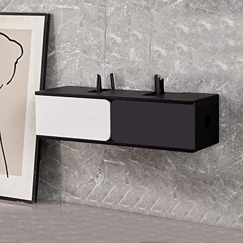 Wall Mounted Tv Unit Floating Tv Stand, Floating Tv Shelf Storage Cabinet Tv Unit for Living Room Tv & Medianiture,23.6Inch Set-Top Box Shelf WiFi Router Box/E