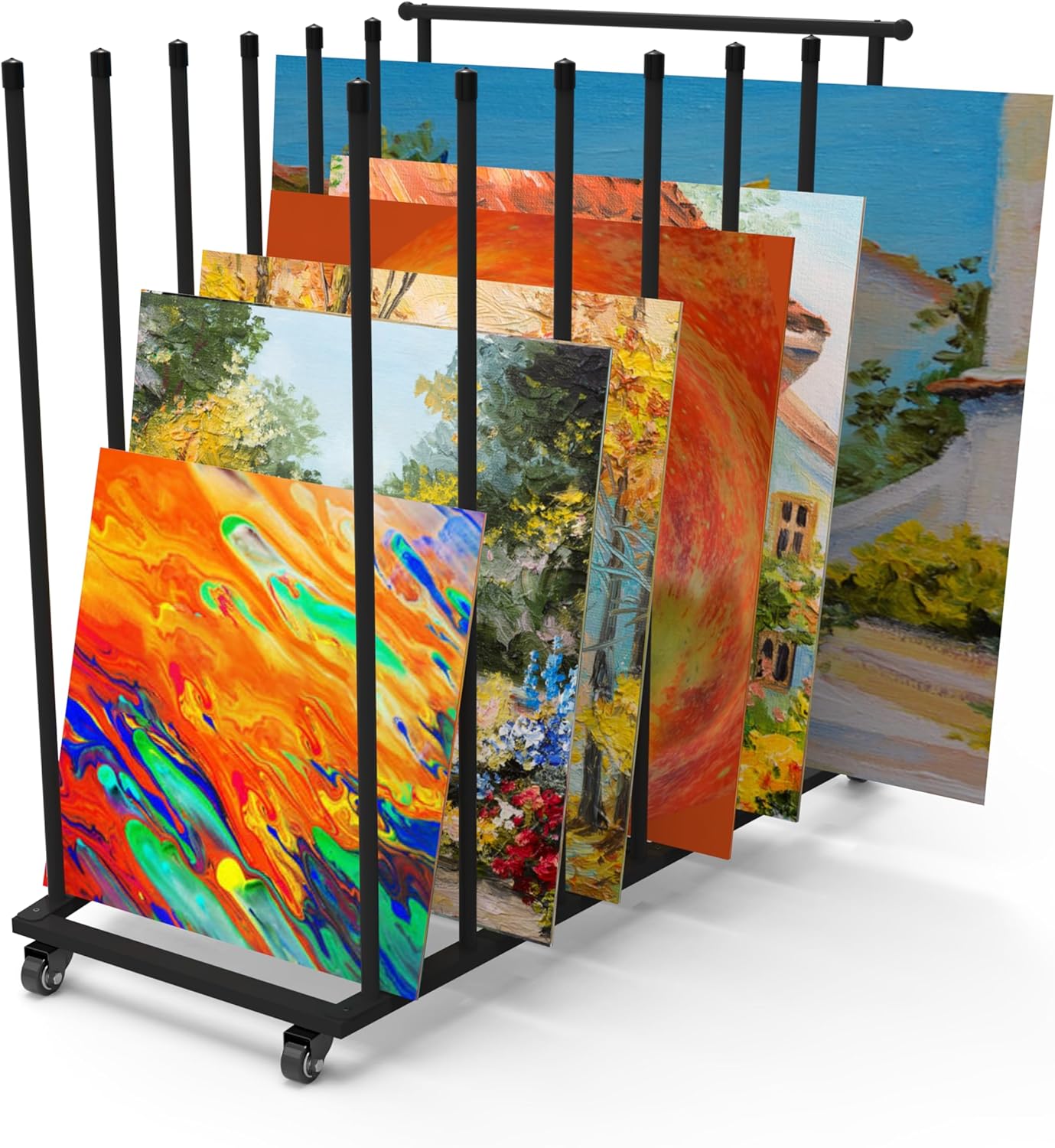 Art Storage Rack,Canvas Storage for large canvases up to 57 inches,Art Print Display Rack,Art Storage Rack With Caster Wheels for art shows,vendors,large framed art,Canvas Board,Panel,Drawing Board