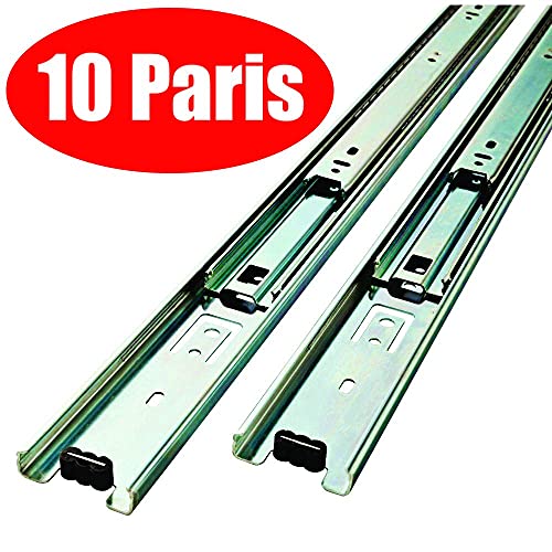 10 Pack Promark 3-Section 100 LB Capacity Full Extension Ball Bearing Side Mount Drawer Slides (24 Inches)