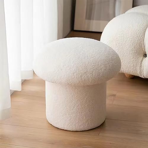 Sofa Stool Foot Stool, Simple Mushroom Shape Foot Rest, Elastic Comfortable Footstool Ottoman, Soft Round Pine Wooden Footstool for Home Decoration(Yellow)