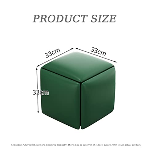 5 in 1 Nesting Ottoman Cube Chair, Stackable Stools, Leather Square Ottoman Bench, Foot Stool with Wheels for Bedroom Living Room,Dining Room, Ottoman Set of 5 (Size : Orange A)