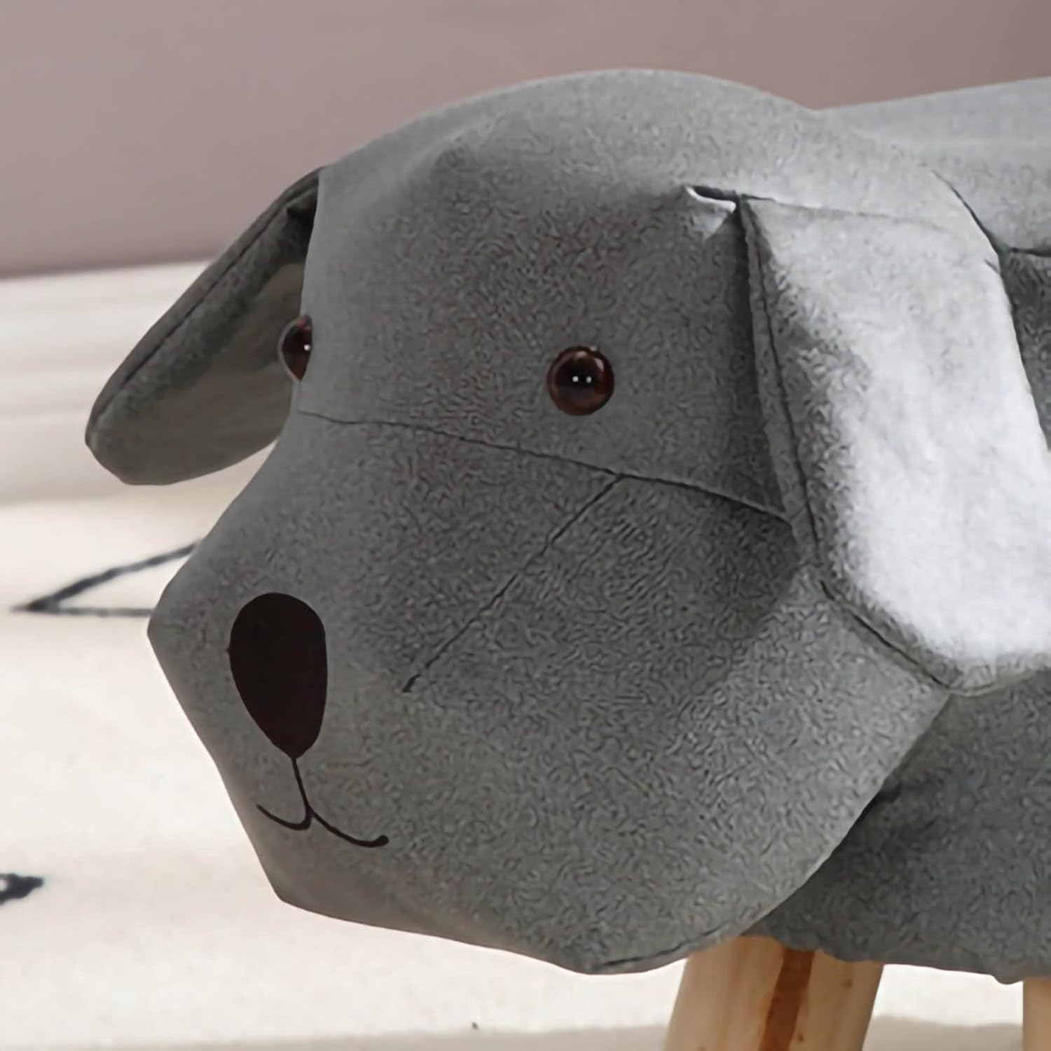 SASKATE Cute Cartoon Children Stool, Small Dog Shape Stool, Portable Children Wooden Low Stools for Home Kindergarten (Blue Grey)