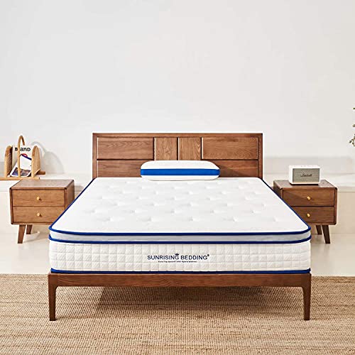 Sunrising Bedding 8” Natural Latex Full Mattress, Individually Encased Pocket Coil, Firm, Supportive, Naturally Cooling, Organic Mattress, 120-Night Free Trial, 20-Year Warranty