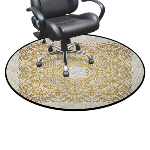 Green White Round Chair Mat Floor Protector Non-Slip Floor Low Pile Desk Chair Mat Rolling Chair and Computer Desk Carpet Mat Nature Polka Dots Spirals Stripes Diameter 39.4 in