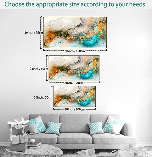 Wall Art Light Gray Blue Yellow Cloud Abstract Canvas Frames - Canvas Painting Wall Art Print Poster for Living Room Decoration 24