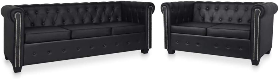 Modern 2 Piece Artificial Leather Sofa Set, 2-Seater Sofa and 3-Seater Sofa with Armrest, Wooden Structure Sofa for Compact Living Space, Apartment, Dorm, Living Room