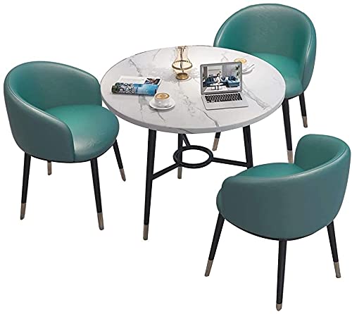 Round Dining Table Set W/ 4 Chair - Save Space Office Table and Chair Set Home Dining Room Living Room Balcony Sales Department Reception Area Negotiation Table Light Luxury Style ( Color : Gray )