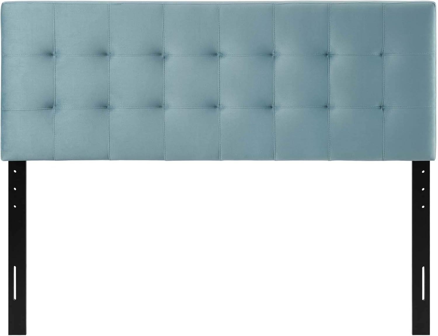 Contemporary Modern Urban Designer Bedroom Queen Size Tufted Headboard, Velvet Fabric, Light Blue