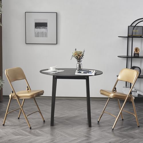 Metal Folding Chairs with Cushion - Foldable Chair with Padded Seat and Back - Indoor Outdoor Upholstered Commercial Seat - Event Chairs for Parties, Weddings, Home, Office - Set of 4 - Black